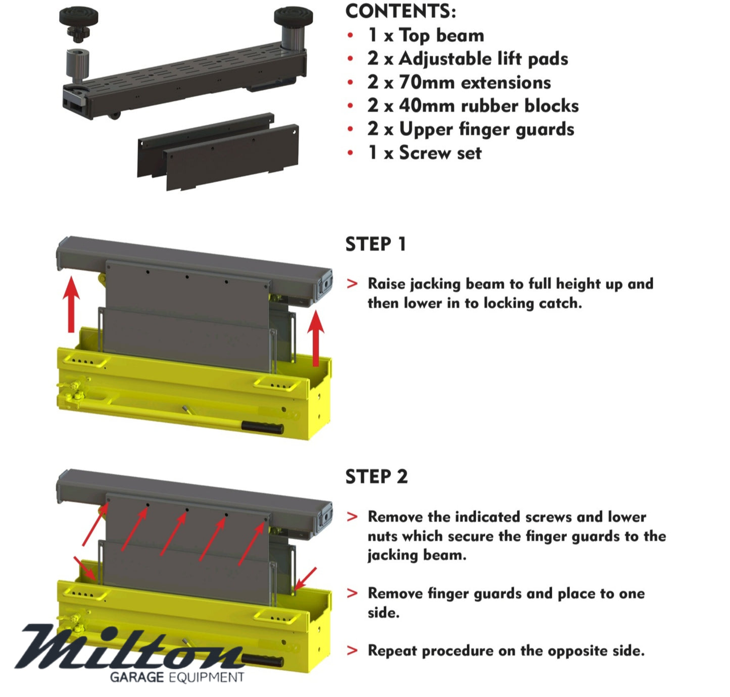 Extra wide top beam for Major Lift jacking beam